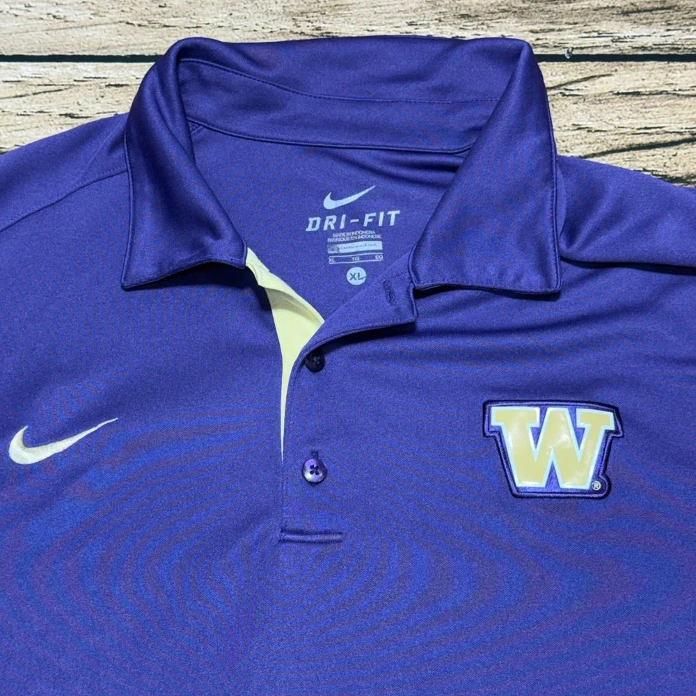 Nike Polo Shirt Mens XL Purple Washington Huskies Dri-FIT Golf 25840X-WH1
